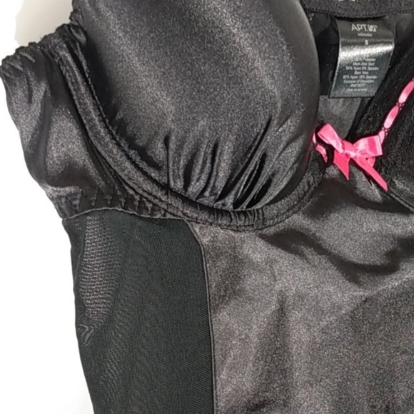 APT 9  INTIMATE LINGERIE SATIN BLACK SHEER CHEMISE SIZE SMALL - Picture 3 of 13